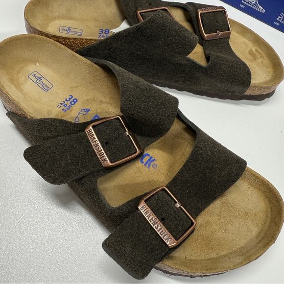 NIB • Birkenstock Arizona Soft Footbed Suede Leather Size 38 L7/M5 - Picture 5 of 8